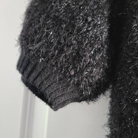 Black Fuzzy Women's Glitter Detail Sweater (Pieces) - Picture 4 of 8